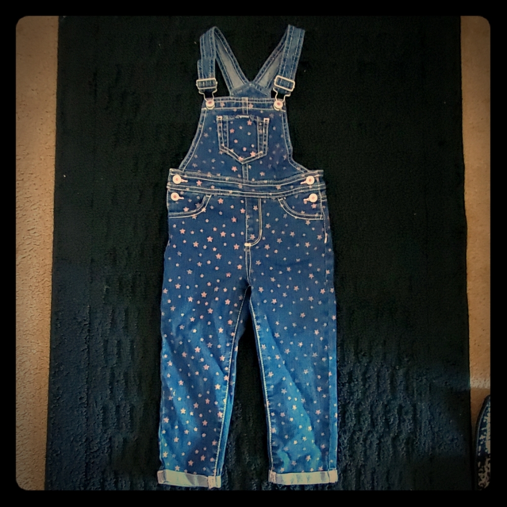 Girls overalls with pink stars